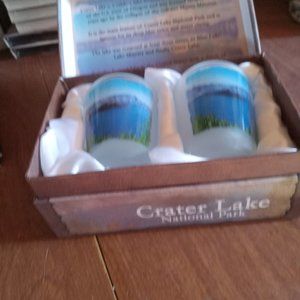 Crater lake shot glasses collector DUO--gift boxed
